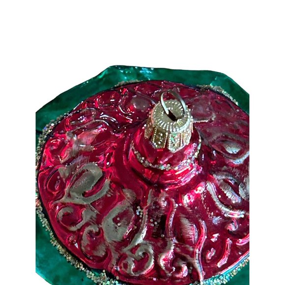 Large GLASS CHRISTMAS ORNAMENT POLAND Merry go round - Picture 3 of 6